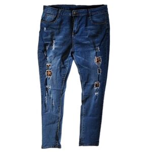 XXL New Leopard distressed jeans